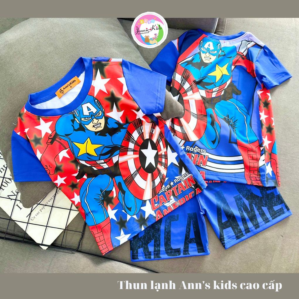 Bộ bé trai size nhí đại thun lạnh hình hoạ tiết siêu nhân Jennie kids J535