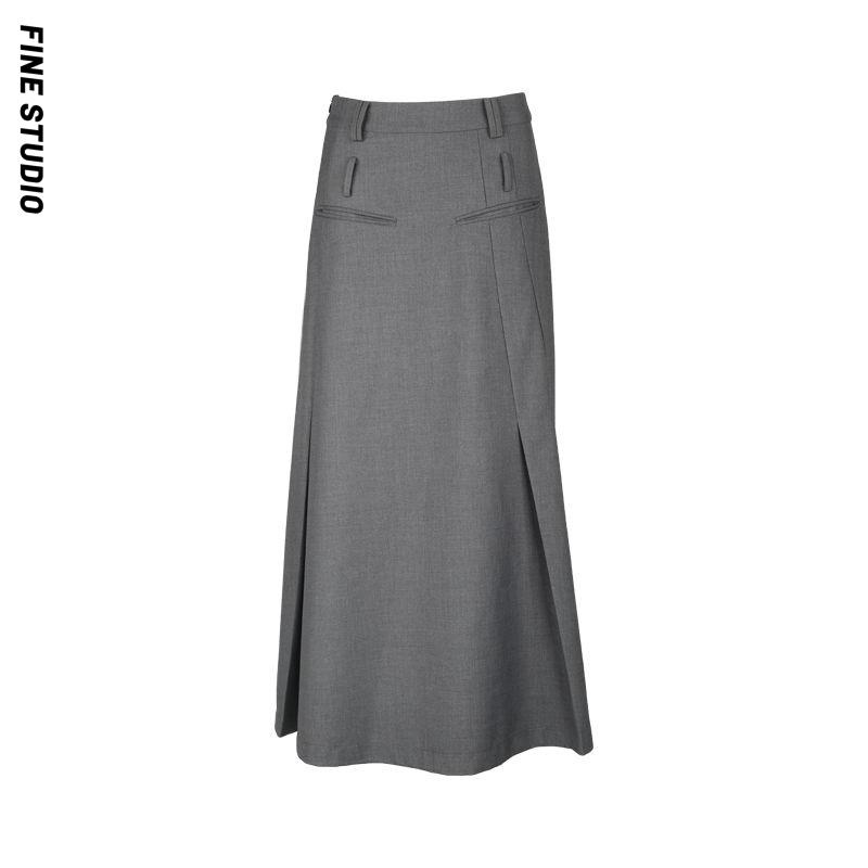 Chân Váy Dài Dáng Chữ a Lưng Thấp Màu Xám Đen Thời Trang Mùa Hè Xinh Xắn Cho Nữ