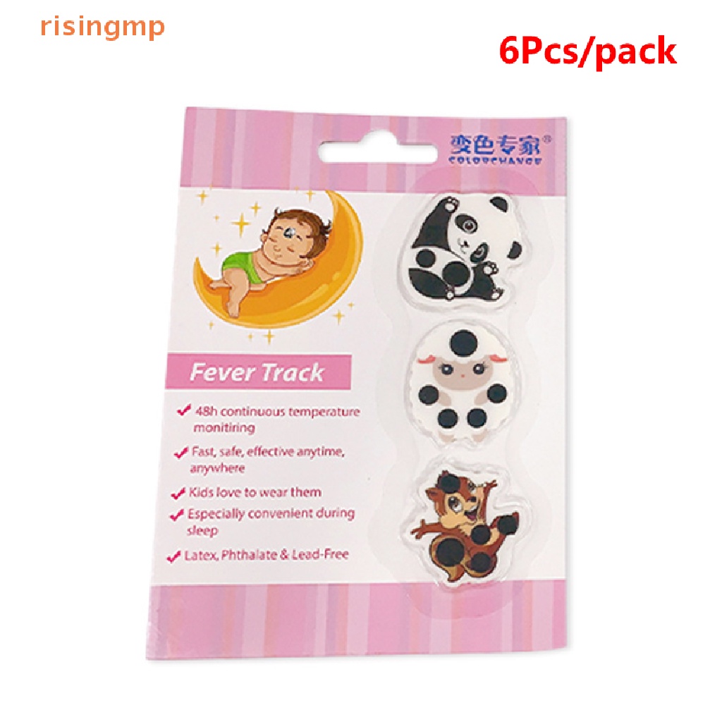 Set 6 Miếng Dán Nhiệt Kế Đo Nhiệt Độ Trán Họa Tiết Hoạt Hình Cho Bé