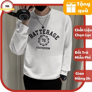 Áo Sweater Nỉ Nam Thu Đông Batterage 1986fashionstore, Áo Nỉ Nam Nữ, Áo Nỉ Đen Trắng, Áo Đôi M2A Phong Cách Hàn Quốc