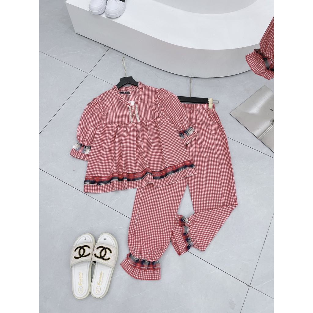 Sét bộ ngủ caro babydoll TL717