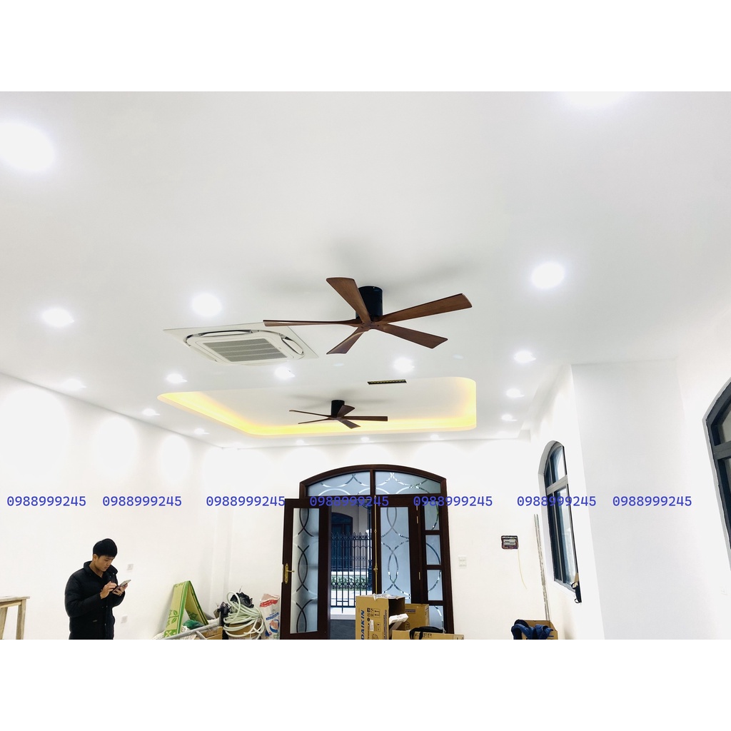 Quạt trần 5 cánh gỗ,quạt trần trang trí loại I dành cho phòng khách - chung cư - khách sạn động cơ DC 6 cấp gió siêu mát