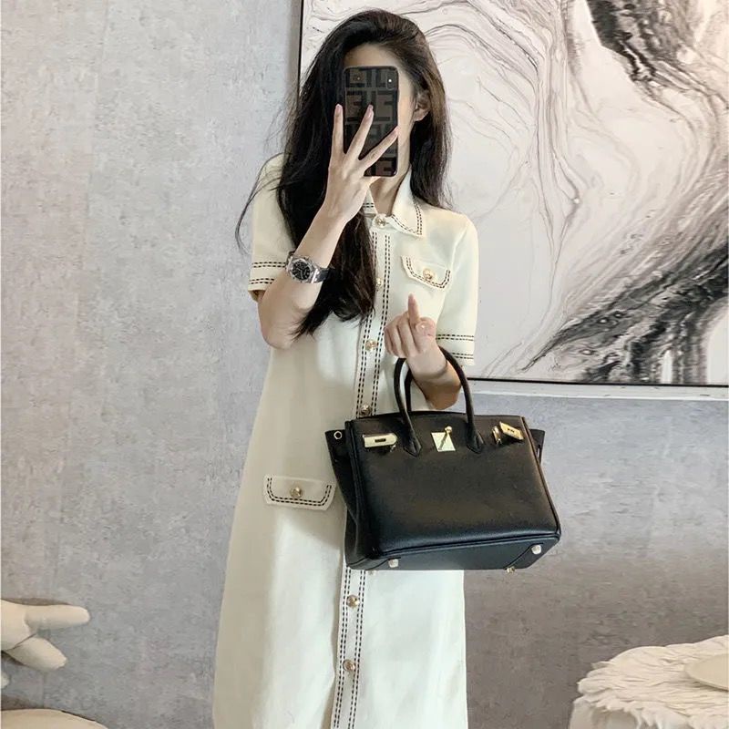 Đầm Dệt Kim polo Thiết Kế Mới Năm 2021 Phong Cách Pháp Thời Trang Xuân Hè Cao Cấp