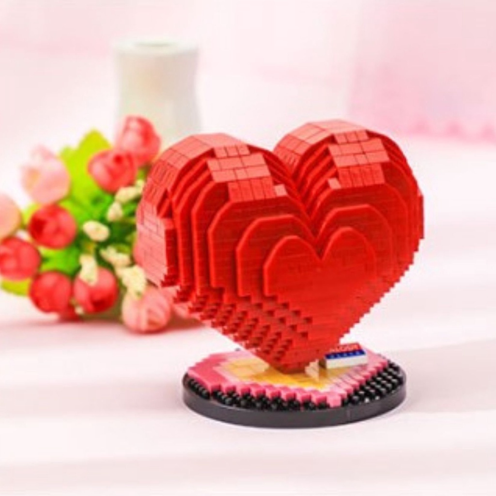 Lego Trái Tim Mô Hình Lắp Ghép Bức Tranh Tình Yêu Trái Tim & Love