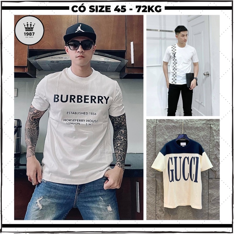 Áo thun nam cổ tròn ngắn tay vải cotton kháng khuẩn in hoạ tiết sọc hàng cao cấp mầu đen trắng