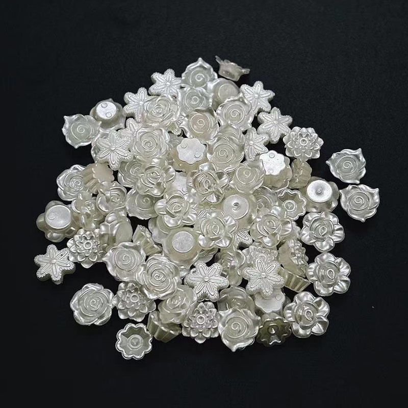 Set 50 Hạt Ngọc Trai Hình Bông Hoa Bằng Acrylic Dùng Làm Trang Sức Diy