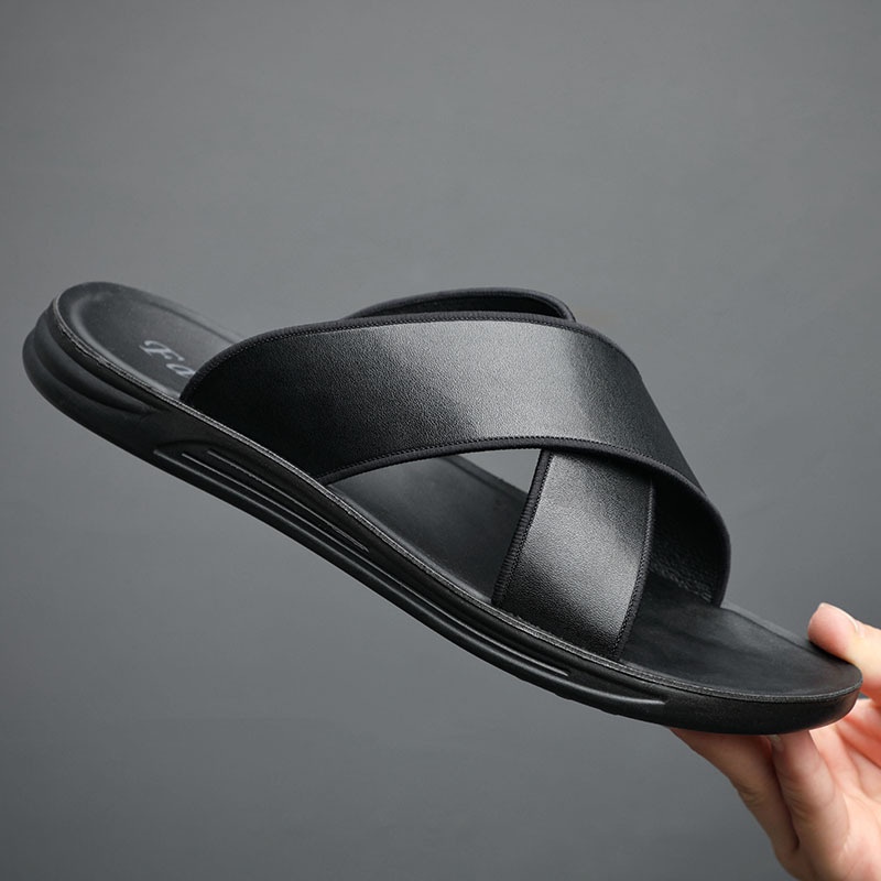 [BIG SIZE 44-50] Dép Size Lớn Big Size Quai Chéo Chomen Black Giày Dép Quai Ngang Nam Snekaer Ngoại 