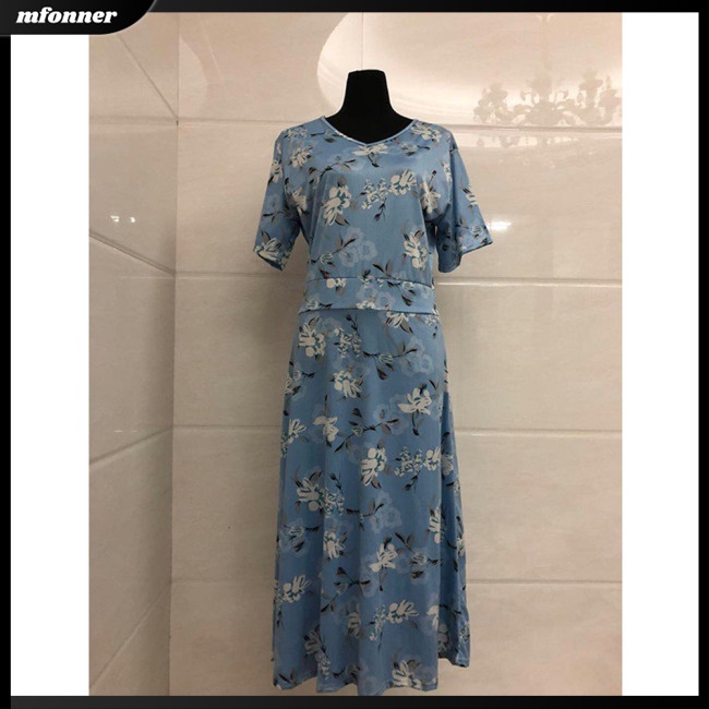 Đầm Dài Tay Ngắn Họa Tiết Hoa Thời Trang Mùa Hè Cho Nữ