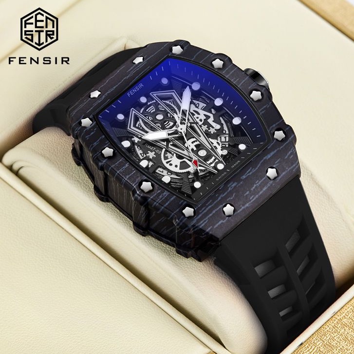 Đồng Hồ Cơ Tự Động Chống Thấm Nước Thiết Kế Hình Thùng Rượu Độc Đáo Cho Nam