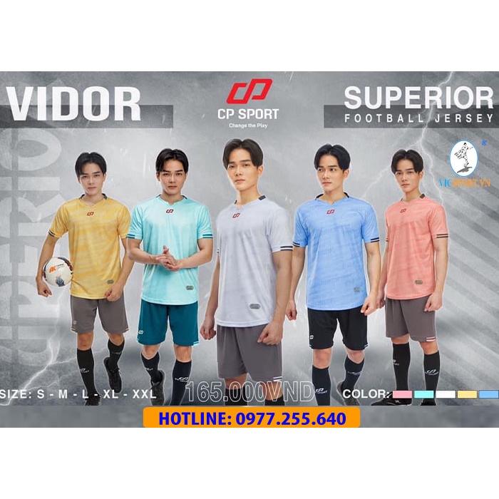 Quần Áo Thương Hiệu CP VIDOR Chất Lượng Cao Cấp, Áo Đá Bóng Không Logo - Vicsport