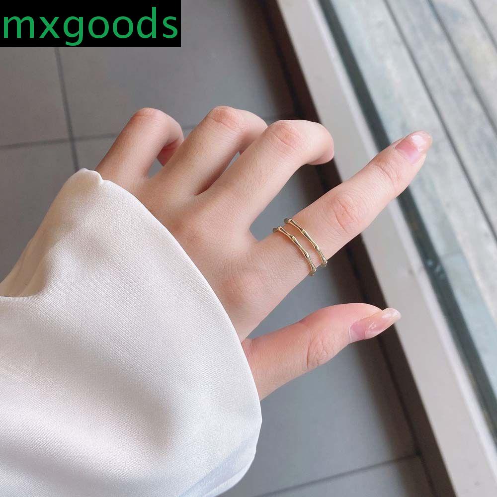 Nhẫn Hở Hai Lớp Họa Tiết Hình Học Thời Trang Hàn Quốc Thanh Lịch Cho Nữ