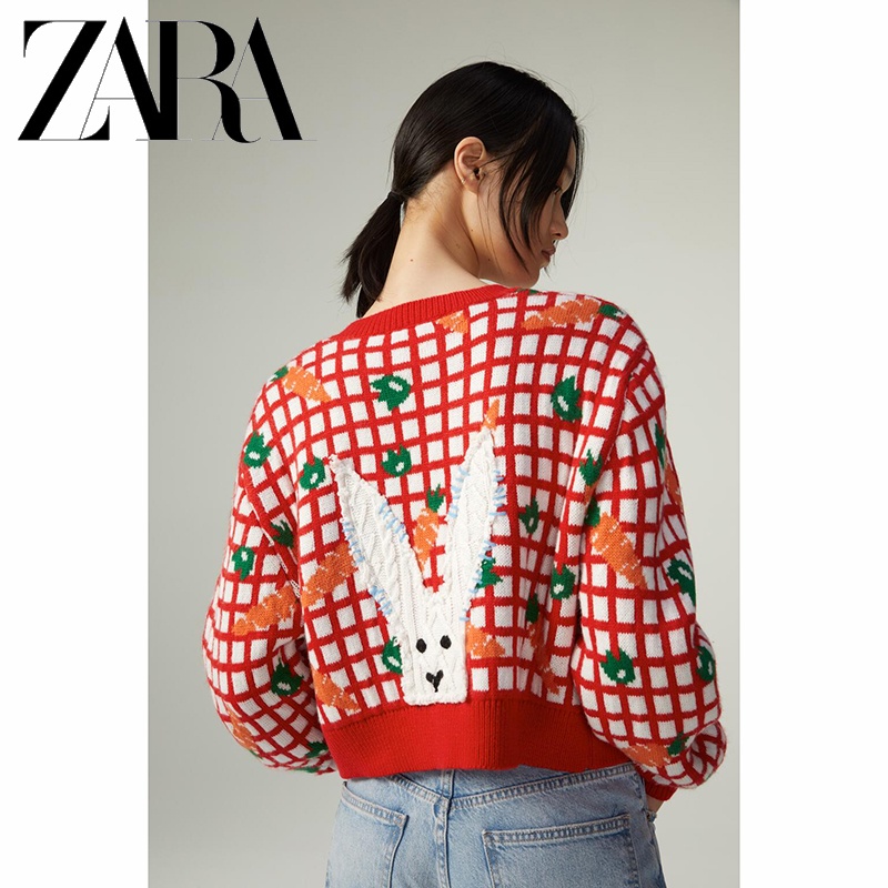 Áo Khoác Len Dệt Kim Hoa Văn Cà Rốt Thời Trang Dành Cho Nữ ZARA