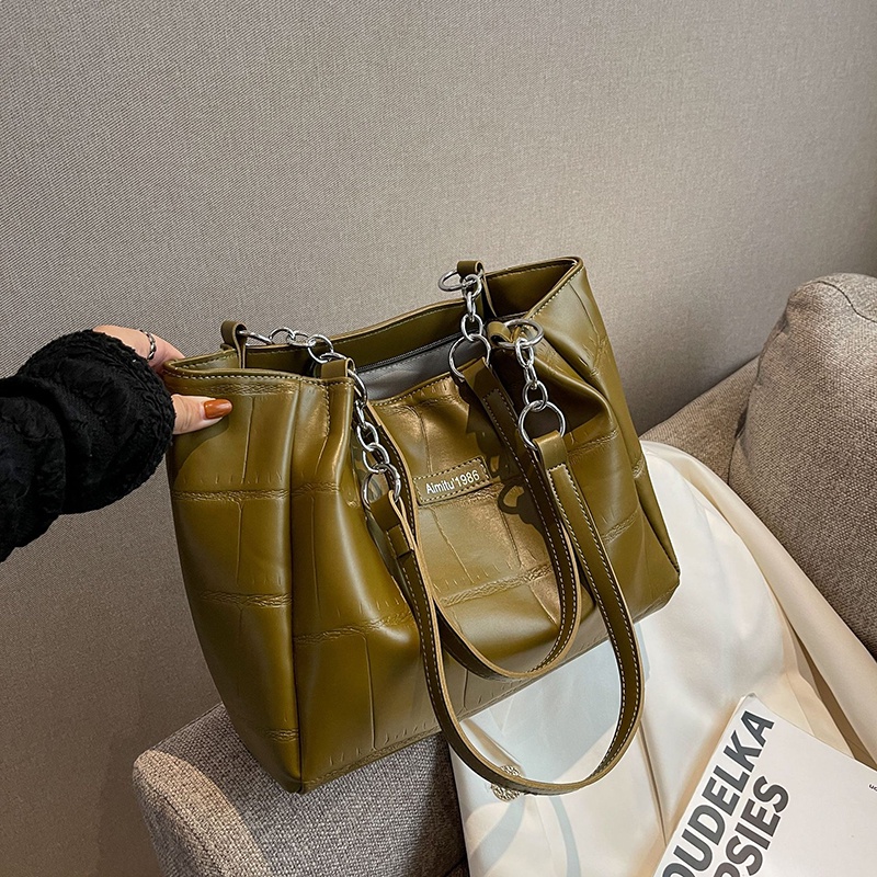 Ielgy Túi Đeo Vai Sức Chứa Lớn Họa Tiết Đá Tương Phản Đơn Giản Dễ Phối Đồ Cho Nữ