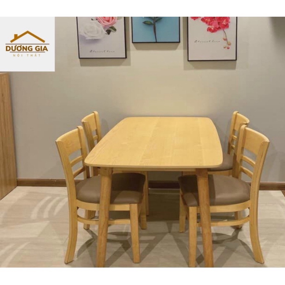 Bộ Bàn Ăn Kèm 4 Ghế Bọc Nệm - Gỗ cao su - miễn phí giao hàng 3
