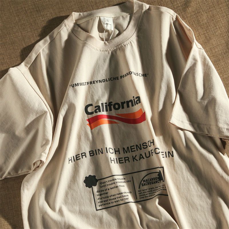 COZOK Áo Thun Dáng Rộng In Chữ Kiểu vintage Cá Tính Cho Các Cặp Đô