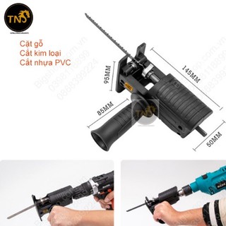 TNS Bộ đầu chuyển đổi đầu khoan thành cưa kiếm , cưa lọng , tặng kèm 3 lưỡi cưa