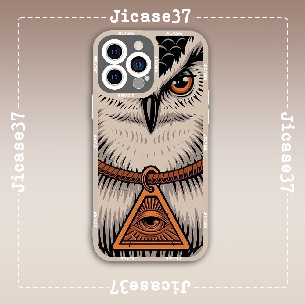 Ốp lưng iphone cạnh vuông Jicase Con Cú Owl Cổ Điển Psychedelic
