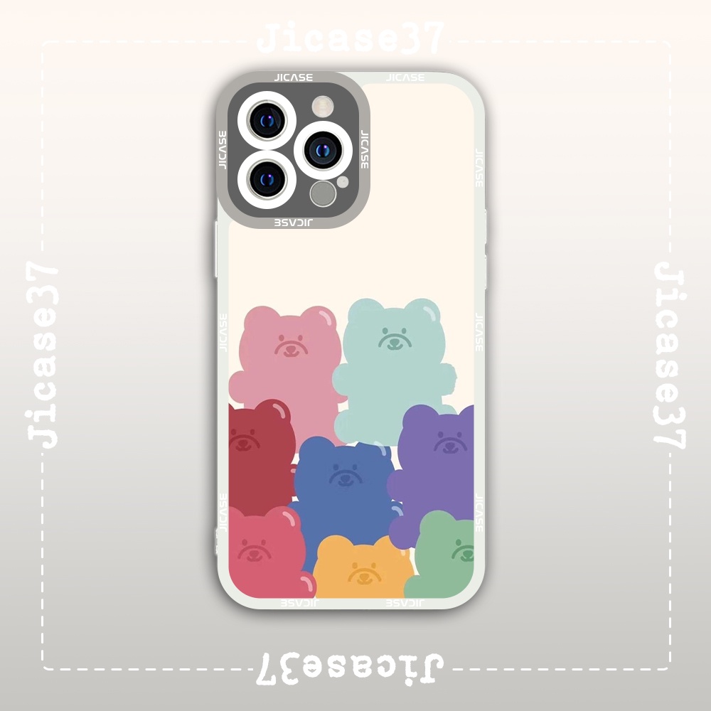 Ốp lưng iphone cạnh vuông Jicase JMcase Gấu Sắc Màu Kẹo Dẻo Gummy Bear x/xs/11/12/pro/max/plus/promax