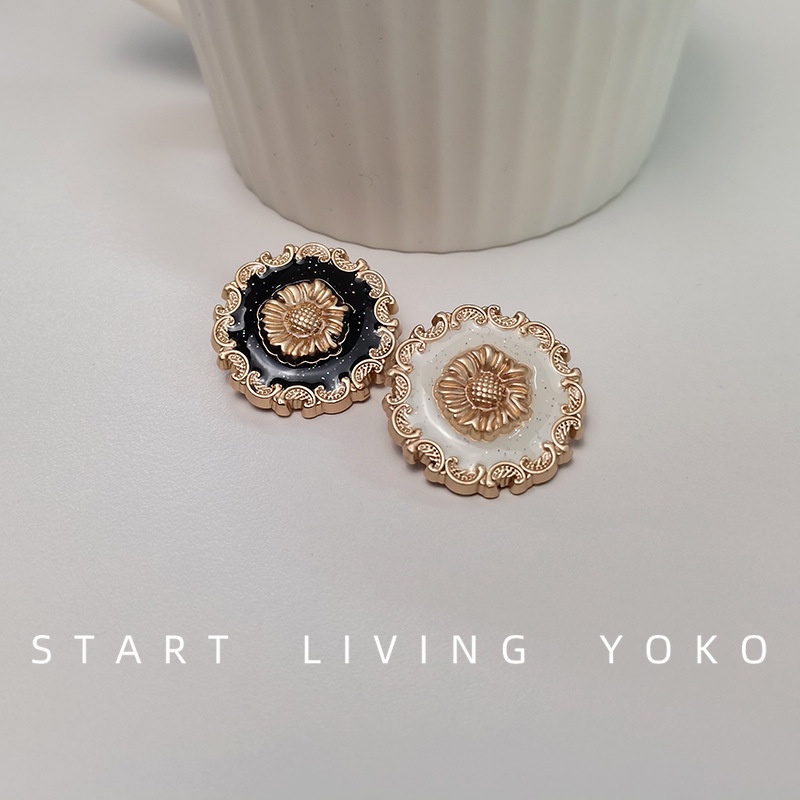 Set 5 Nút Áo Hình Hoa Hướng Dương Bằng Kim Loại Trang Trí Váy Ren