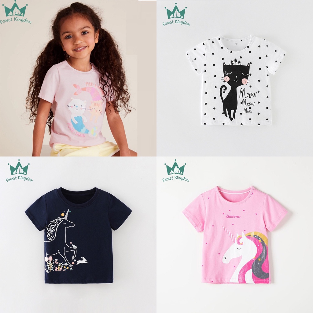 BST áo thun hè cotton Forest Kingdom họa tiết đáng yêu cho bé gái 2-7 tuổi - Little Maven Chính Hãng