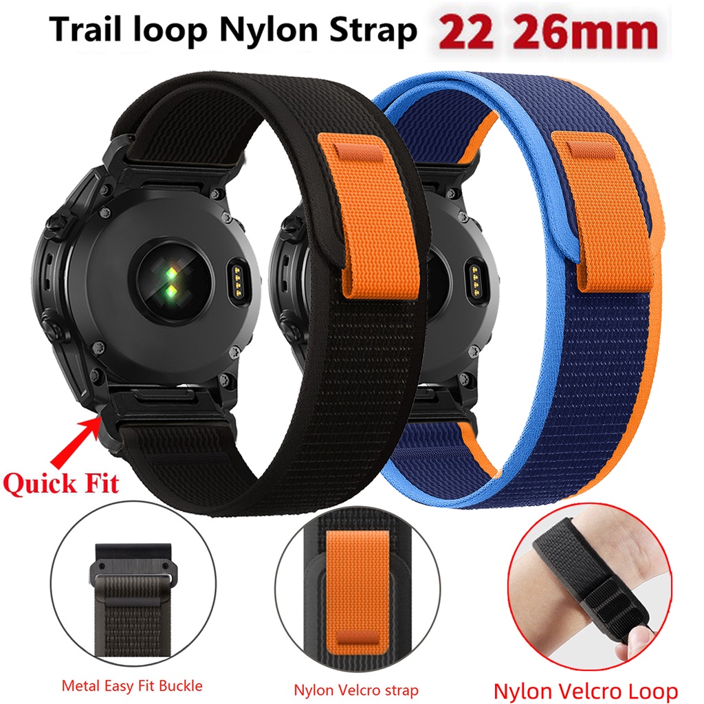 Dây Đeo Nylon 22mm 26mm Cho Garmin Forerunner 965 955 945 935 Fenix 7 7X 6 6X Pro 5 5X Plus 3 3Hr 2