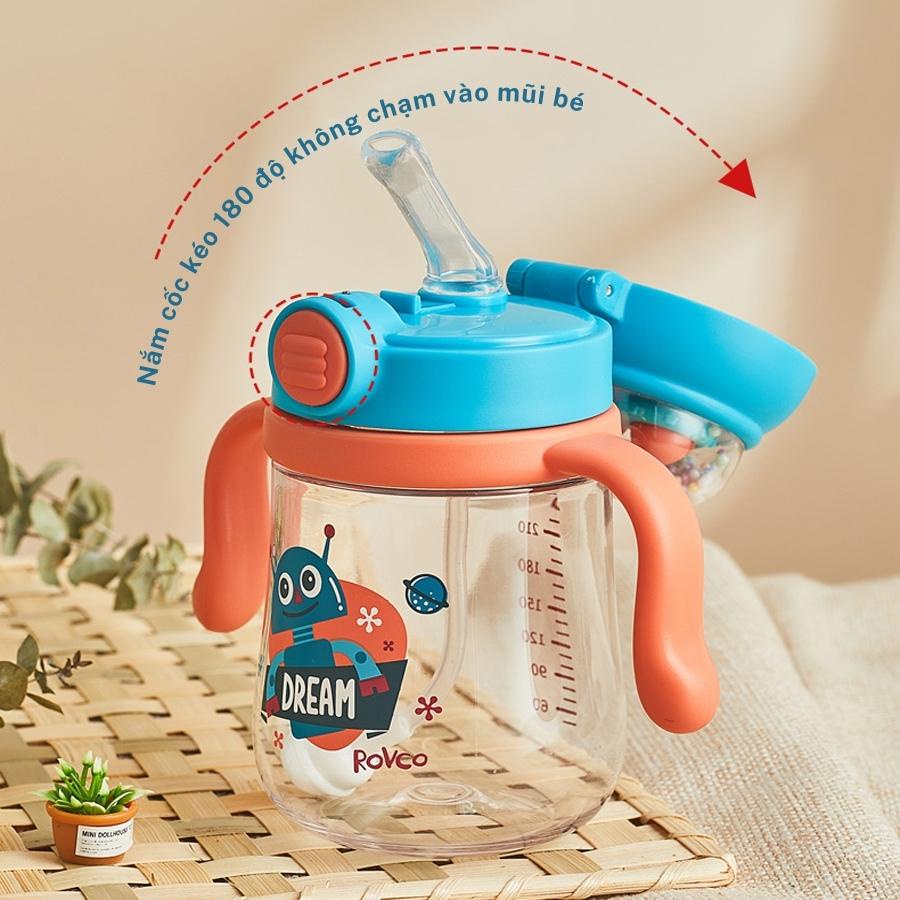 Bình Tập Uống Nước ROVCO B1046 Bật Hút Có Phao 360 Độ 250ml Cho Bé Chống Sặc Chống Trào