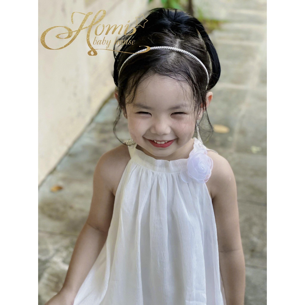 HOMI - Váy yếm tơ hoa TRẮNG váy đi chơi cho bé gái