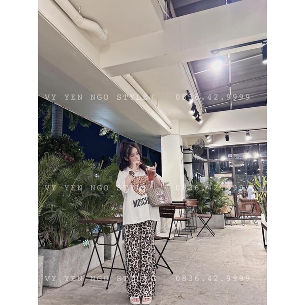 Bộ đồ áo phông gấu quần da beo hàng xịn chất mịn mát mùa hè ailee.st