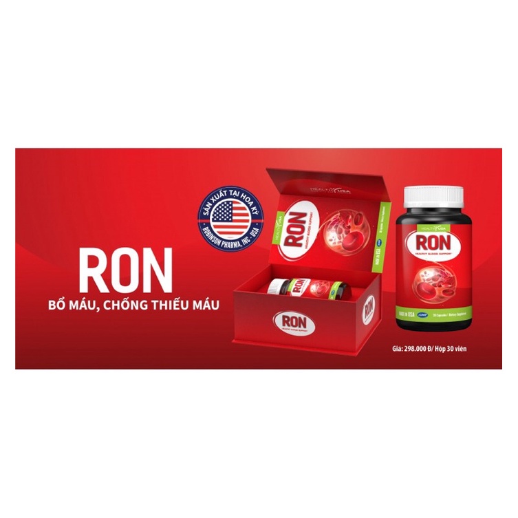 Bổ máu Ron usa (phụ nữ có thai,cho con bú,phụ nữ đến kỳ kinh nguyệt,người cần bổ sung sắt (ron healthy blood support 30v