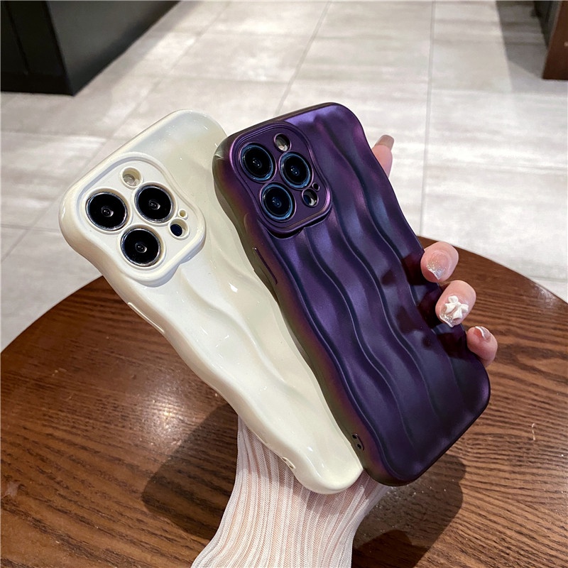 Ốp Điện Thoại iPhone 14 13 12 11 Pro max 14 plus case ốp lưng điện thoại i phone 14 13 12 11 promax Chống Sốc Bảo Vệ camera Kiểu Gợn Sóng Sang Trọng Sáng Tạo Cho iP 11 12 13 14 Pro max 14plus