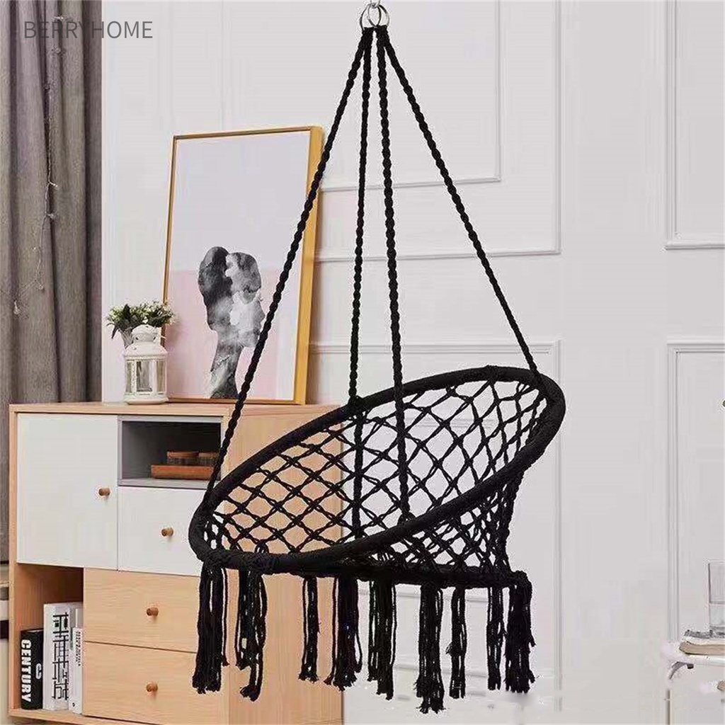 Ghế Võng Xích Đu Macrame Lưới Dệt Kim Treo Sân Thượng Ban Công Vườn Phòng Khách BerryHome~