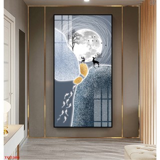 Tranh Laminate Tráng Gương - Treo Tường Động Vật Dưới Đêm Trăng