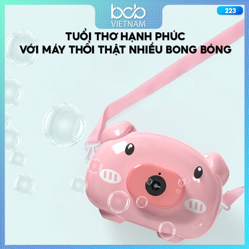 Đồ Chơi Máy Chụp Ảnh Thổi Bong Bóng Vui Nhộn Dành Cho Trẻ Em Máy Chụp Hình Chú Heo Con Màu Hồng 223