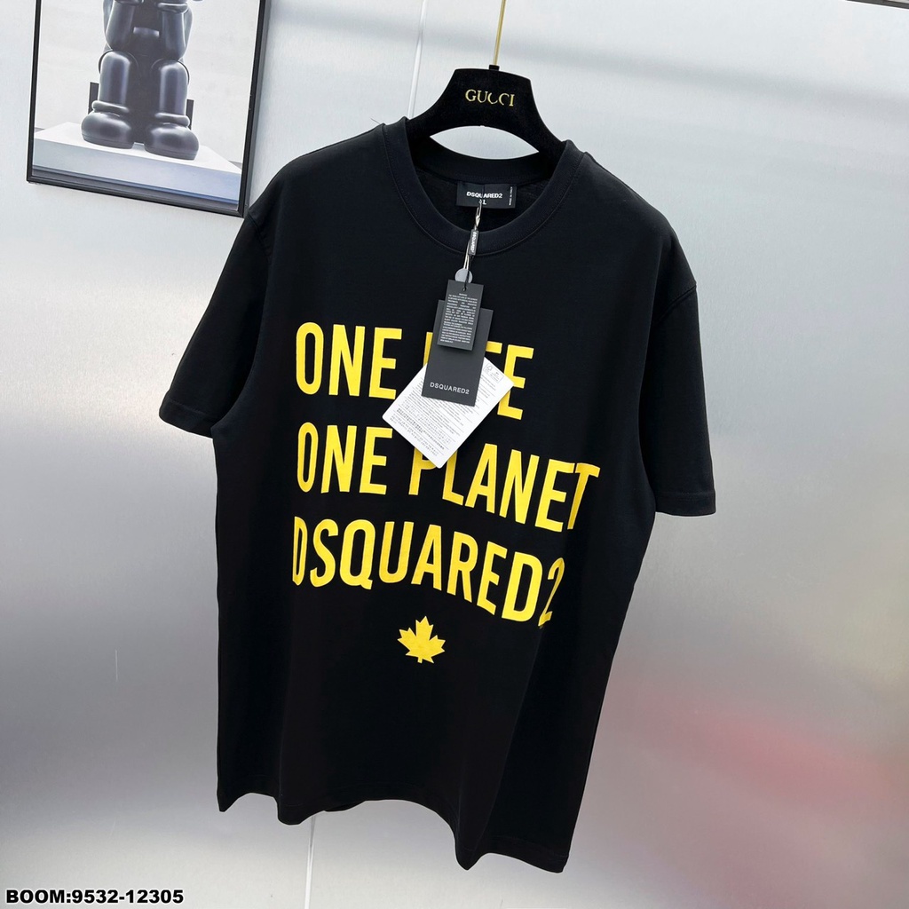 Áo Phông Nam Đen Trơn In Chữ DSQ Vải Mềm Mịn - Áo Thun Nam DSQ Chữ Màu Cao Cấp