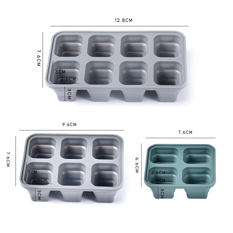 Khuôn Làm Đá Viên Bằng Silicone 4 / 6 / 8 Ô Gấp Gọn Tiện Lợi