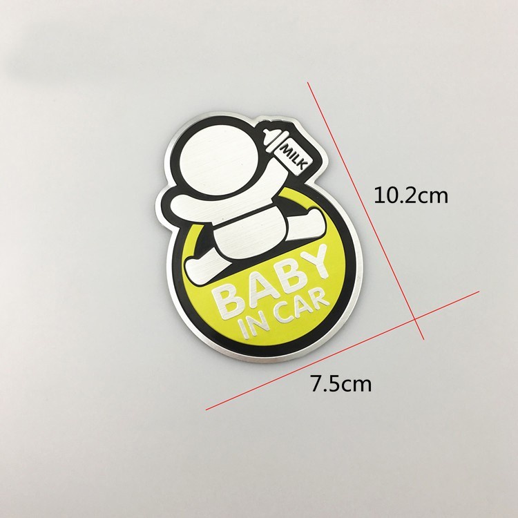 TEM DECAL STICKER Logo kim loại dán BABY IN CAR cao cấp