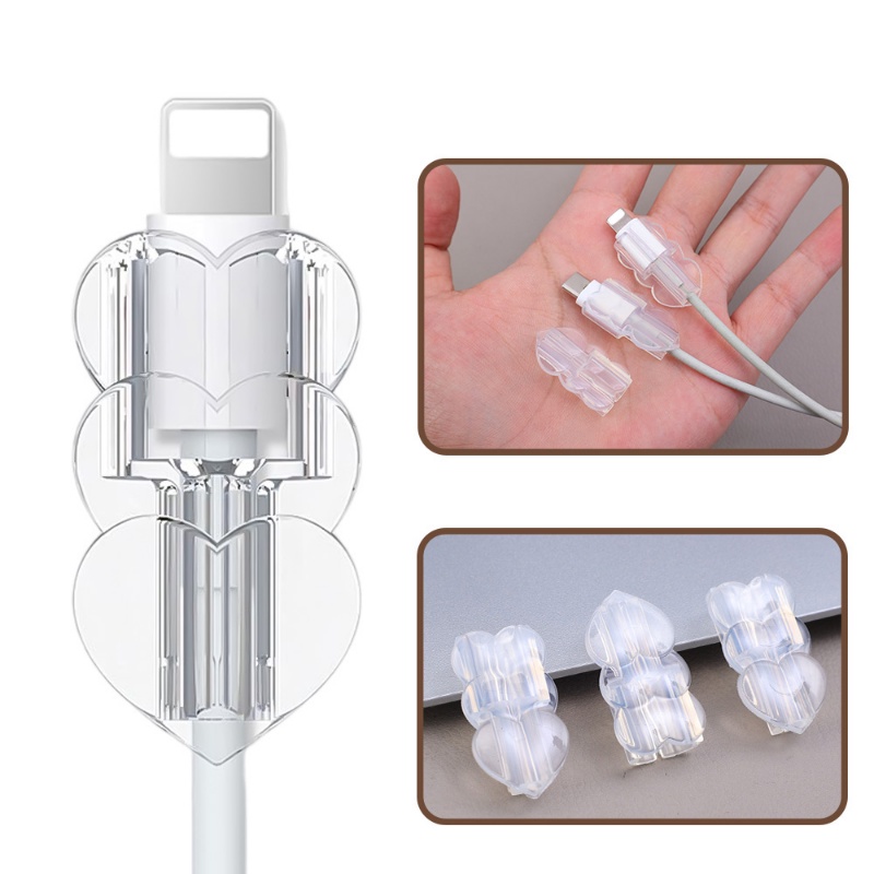 Kẹp Bảo Vệ Dây Cáp USB Hình Trái Tim Màu Trong Suốt