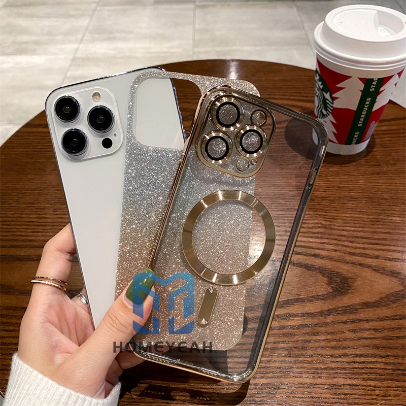 Ốp Điện Thoại Mềm Trong Suốt Chống Sốc Có Ngăn Đựng Thẻ Và Kim Tuyến Cho iPhone 11 12 13 14 Pro Max 14 Plus