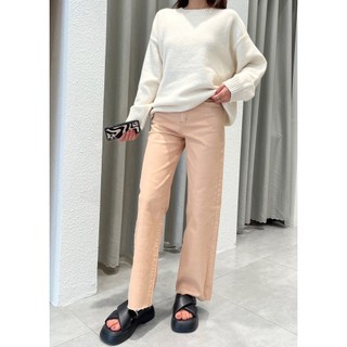 Quần jeans culottes trơn cắt lai màu cam đào lenclothing 9318