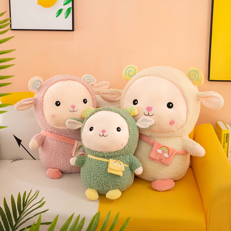 Ba Lô Lông Cừu 8 Inch Màu Cầu Vồng Mới Cho Bé Gái