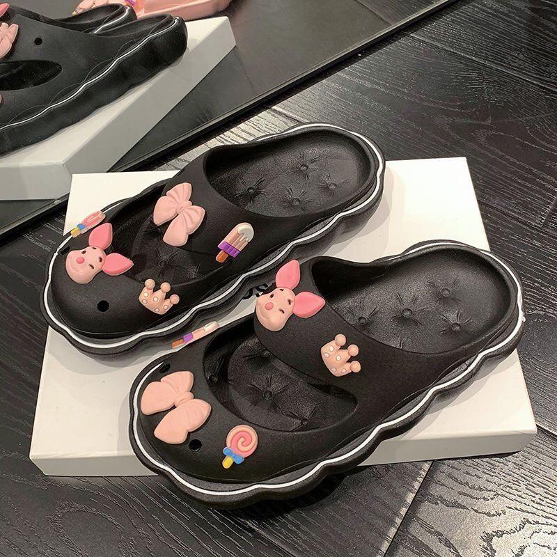 JY379- C8 - Dép  nữ đế mềm dễ thương bít mũi che nắng thời trang hè xinh xẻo cho nữ  cài stickcer