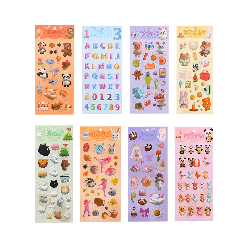 1 Tấm Hình Dán 3D Hoạt Hình Kawaii