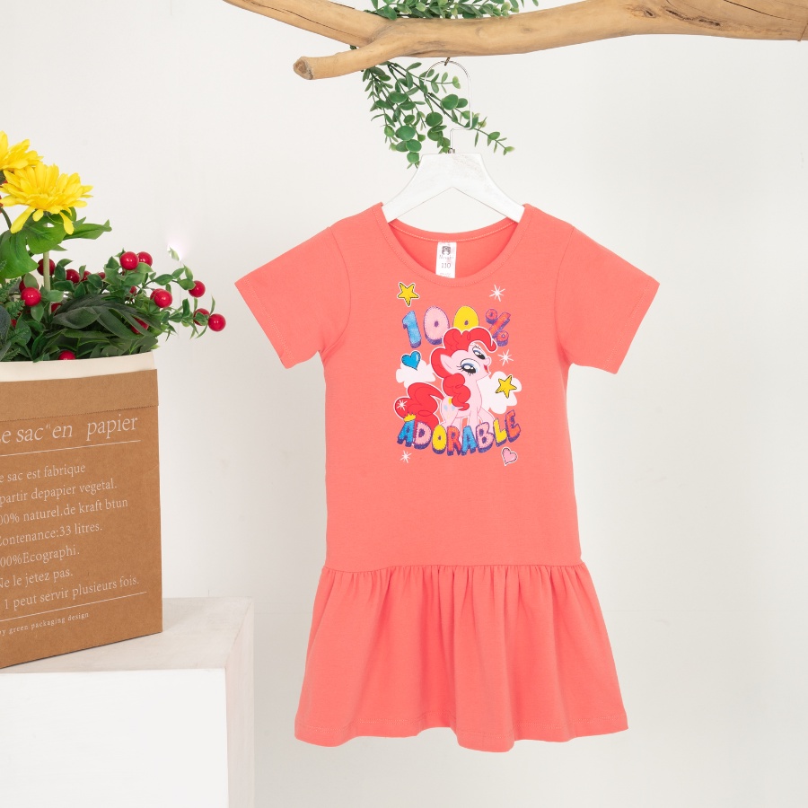 Váy elsa cho bé gái thun cotton tay ngắn in hình hoạt hình, đầm đuôi cá bé gái Áo Lá Homewear NNB004