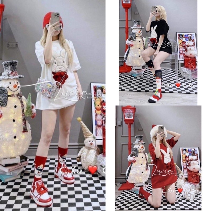 áo phông hình con thỏ gắn nơ hàng loại 1( kèm ảnh thật)