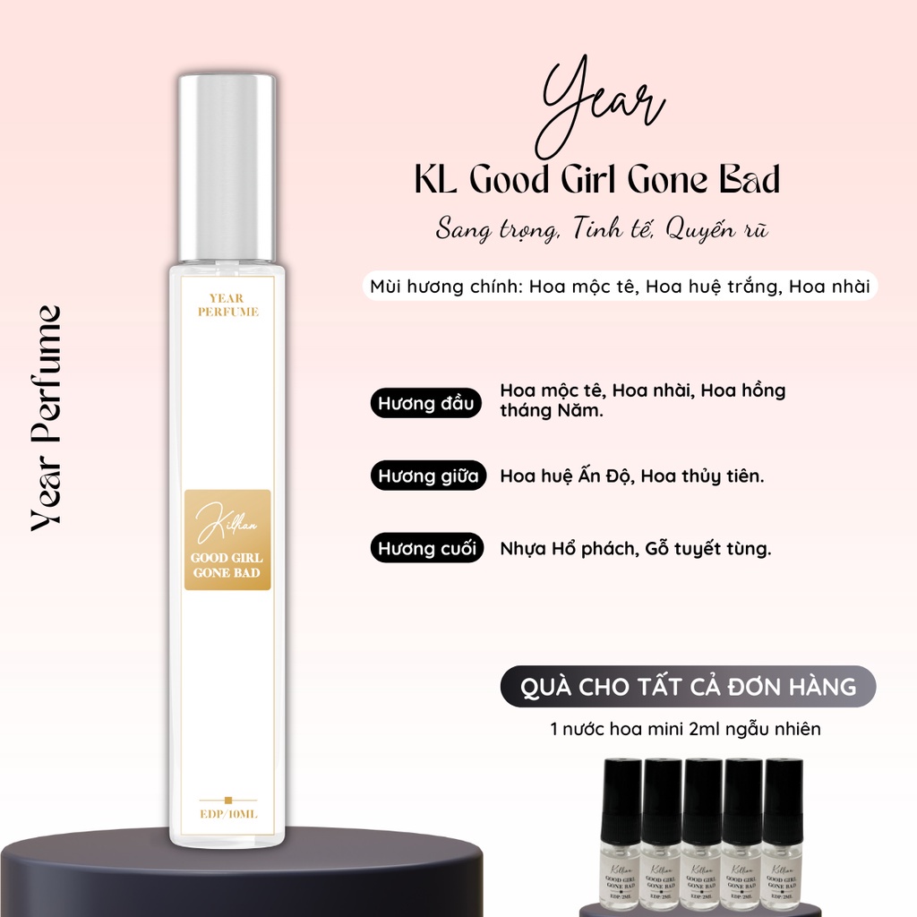 Tinh Dầu Nước Hoa Unisex Year Quyến Rũ Bí Ẩn, Ngọt Ngào Thơ Ngây Dạng Chai Xịt 10ML Lưu Hương Lâu