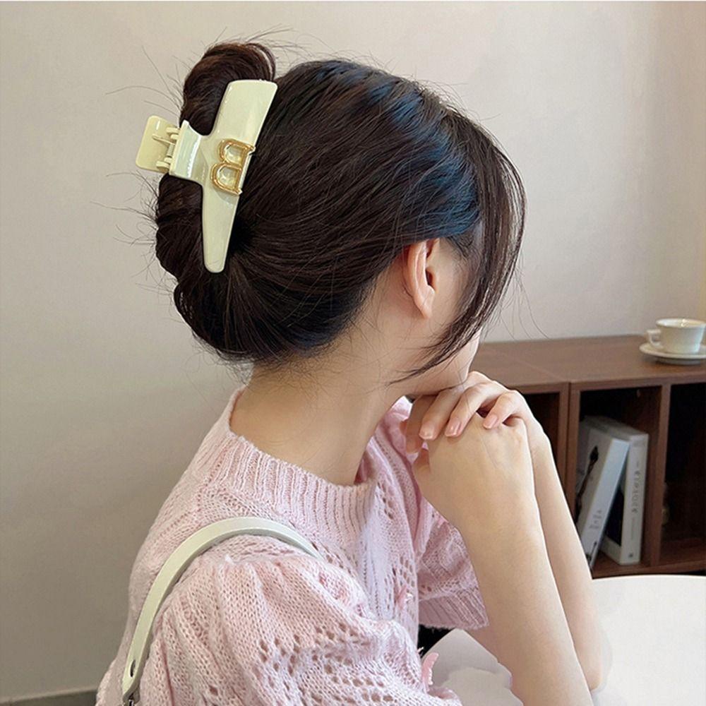 LOMBARD Kẹp Tóc Đuôi Ngựa Cỡ Lớn Họa Tiết Hình Học Thanh Lịch Cho Nữ