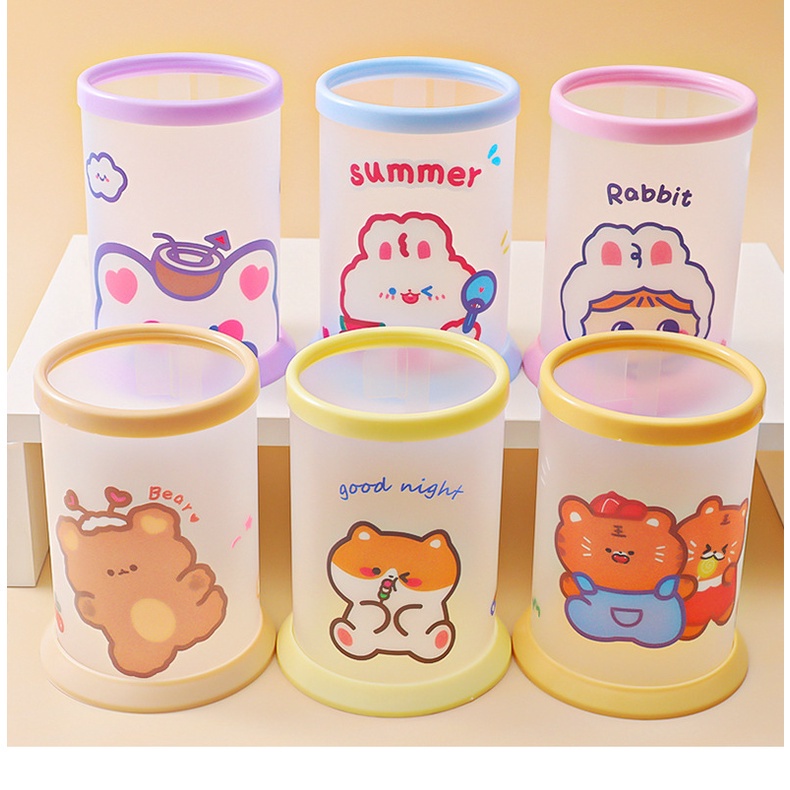 Hộp Đựng Bút Để Bàn Đa Năng Có Thể Gấp Gọn In Họa Tiết Hoạt Hình Xinh Xắn Ốp