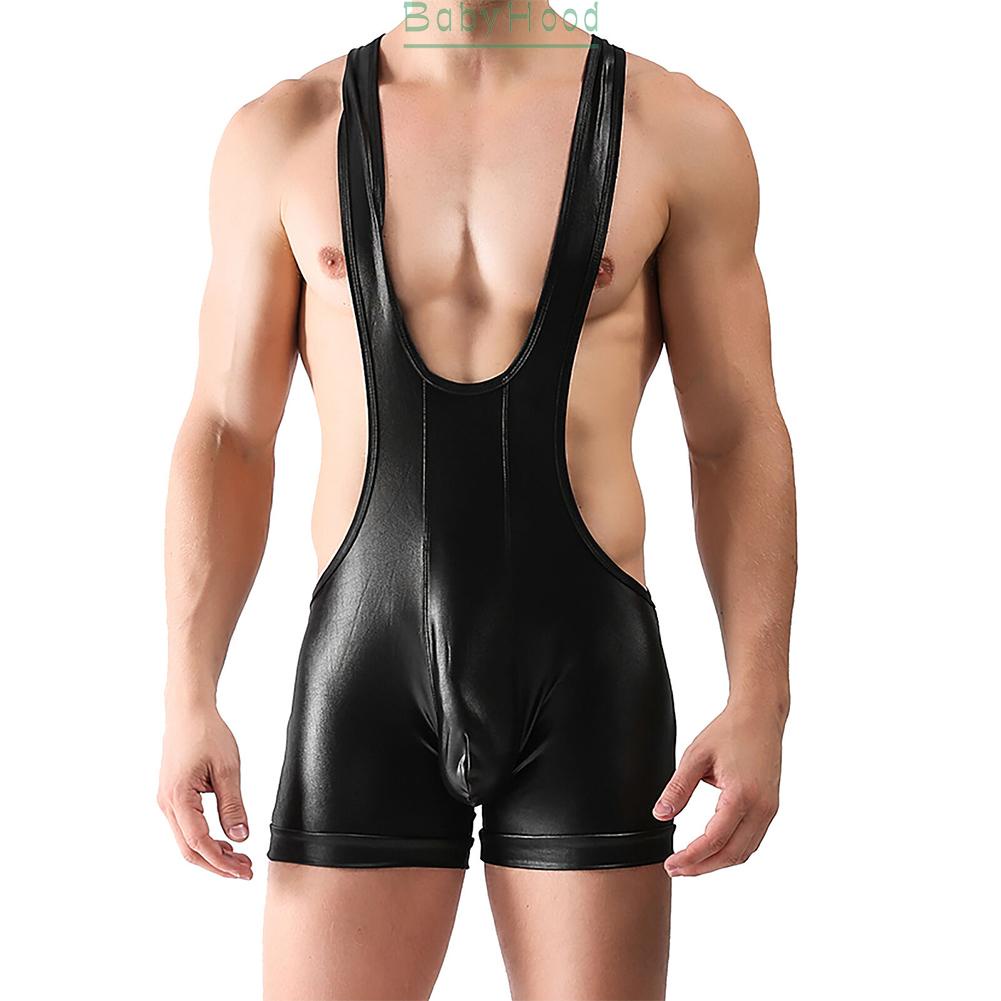 Mens Jumpsuit Sleeveless Underwear Ventilation Wet Look Bodysuit Brand New#BBHOOD