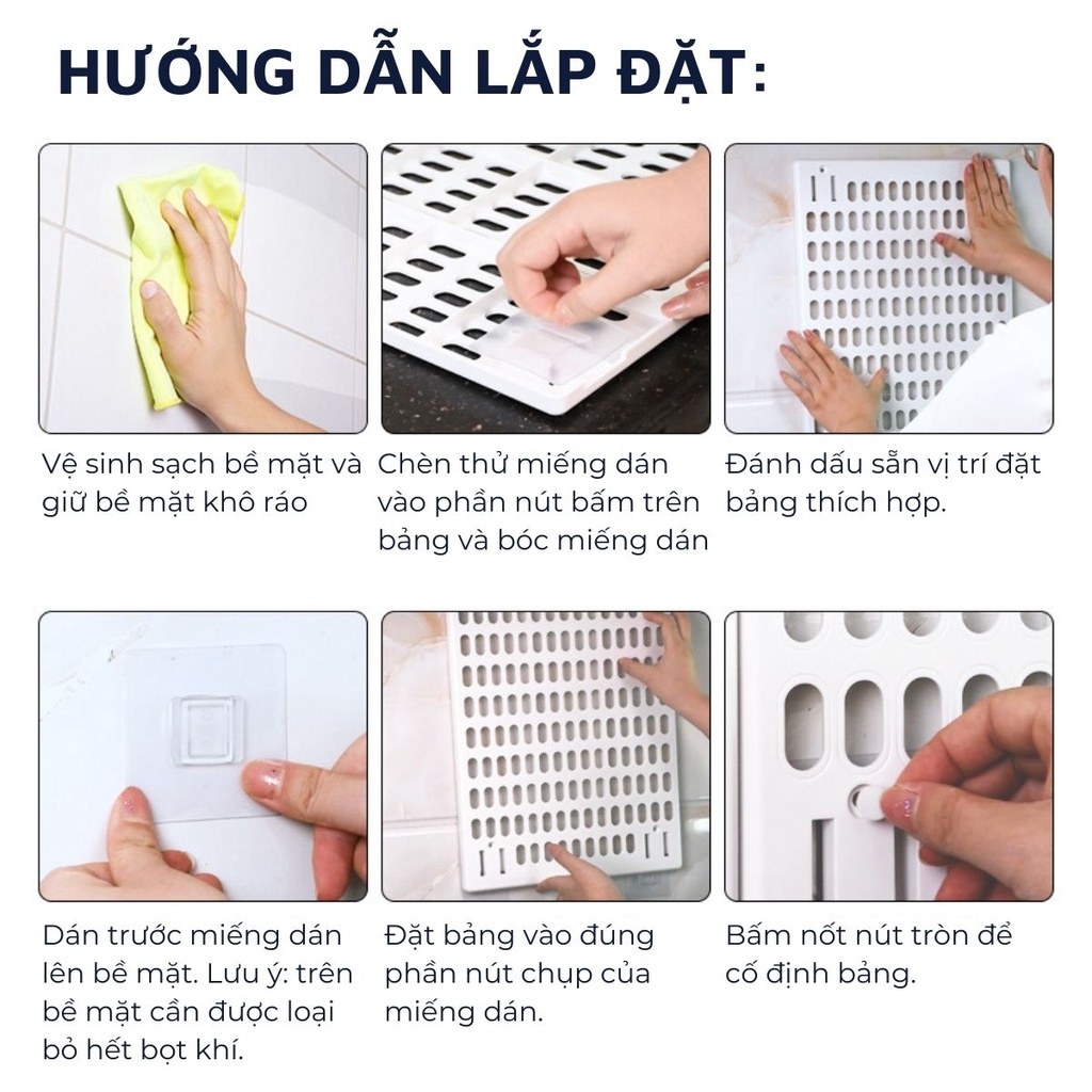 Kệ giá bảng treo tường DandiHome trang trí pegboard để đồ decor bàn học, phòng bếp, nhà tắm, đã kèm đầy đủ phụ kiện, dán