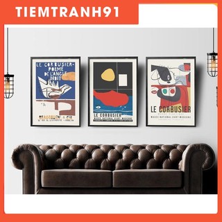 Tranh Canvas Cao Cấp | Poster Retro | Le Corbusier - Bộ ba áp phích triển lãm | Nghệ thuật trừu tượng |